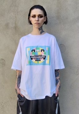 Retro TV print t-shirt 90s television tee in white