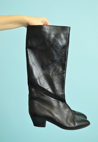 VINTAGE 80'S RETRO MOD STYLE REAL LEATHER BOOTS