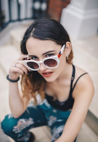 WHITE CAT EYE SUNGLASSES "ROXIE"