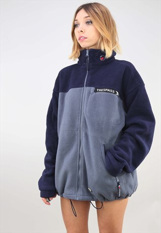 VINTAGE RETRO OVERSIZED TRESPASS ZIP UP FESTIVAL FLEECE