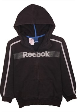 Vintage 90's Reebok Hoodie Spellout Full Zip Up Black XSmall