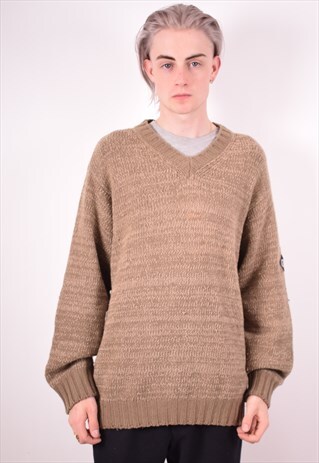 HENRI LLOYD MENS VINTAGE JUMPER SWEATER LARGE BROWN 90S