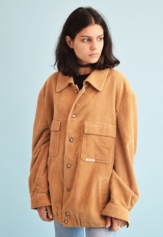 90'S RETRO NEUTRAL CORDUROY OVERSIZED WORKWEAR DADS JACKET