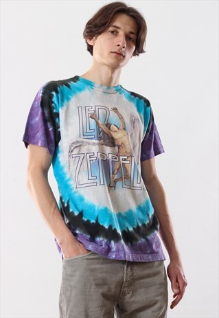 90'S VINTAGE LED ZEPPELIN 1975 TOUR TIE DYE BAND TEE T SHIRT