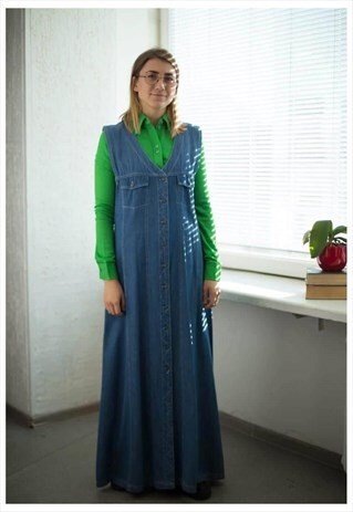 VINTAGE 90'S BLUE DENIM BUTTONS UP DRESS
