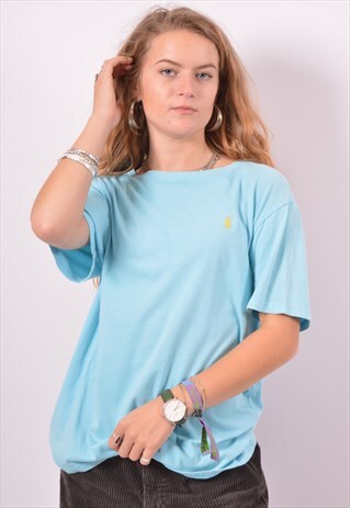 VINTAGE POLO RALPH LAUREN T-SHIRT TOP BLUE