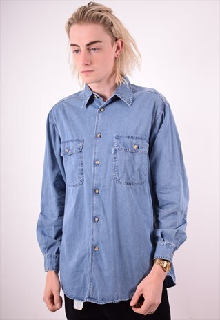 LEVI'S MENS VINTAGE DENIM SHIRT MEDIUM BLUE 90S