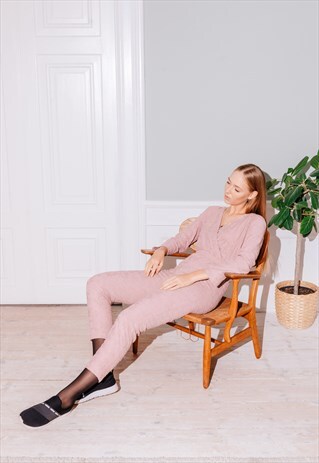 PINK JUMPSUIT WITH ELASTIC WAIST