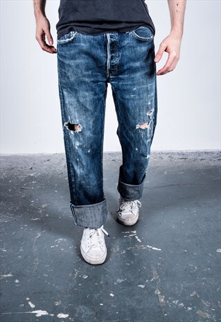 VINTAGE BLUE LEVI'S 501 PAINT JEANS