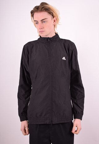 ADIDAS MENS VINTAGE TRACKSUIT TOP JACKET XL BLACK 90S