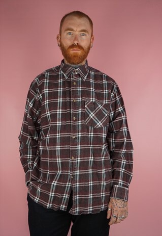 VINTAGE 1990S MARRON PLAID SHIRT