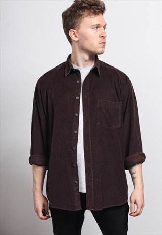 VINTAGE CORDUROY CORD SHIRT BROWN