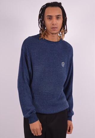 MENS VINTAGE JUMPER SWEATER MEDIUM BLUE 90S