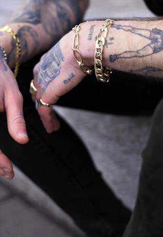 12MM STAINLESS STEEL CURB LINK BRACELET - GOLD