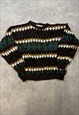 VINTAGE ABSTRACT KNITTED JUMPER PATTERNED GRANDAD SWEATER