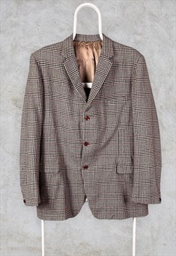 Vintage Wool Tweed Blazer Houndstooth Check Medium 40
