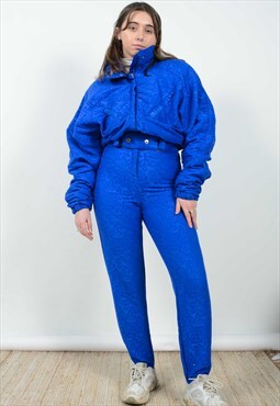 Vintage 90s Ski Suit Blue Retro Skiwear Size M