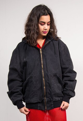 VINTAGE 90'S BLACK CHORE STYLE BOMBER JACKET