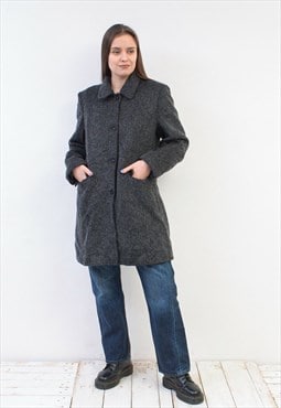 Vintage Women's M Wool Mohair Overcoat Coat Grey Warm Jacket