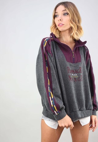 VINTAGE 90S OVERSIZED 1/4 SWEATSHIRT