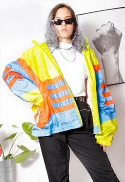 90s grunge y2k goth neon striped windbreaker jogger jacket