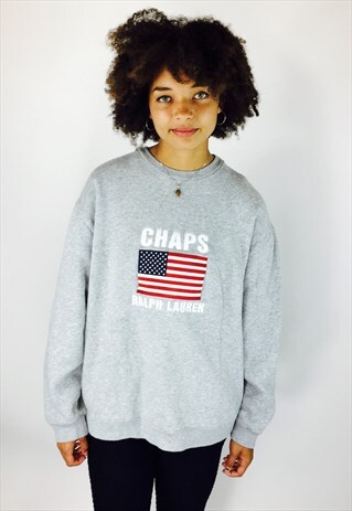 RALPH LAUREN CHAPS USA FLAG EMBROIDERED SWEATSHIRT