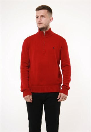 VINTAGE RARE VTG POLO RALPH LAUREN 1/4 ZIP COTTON TOP 14294
