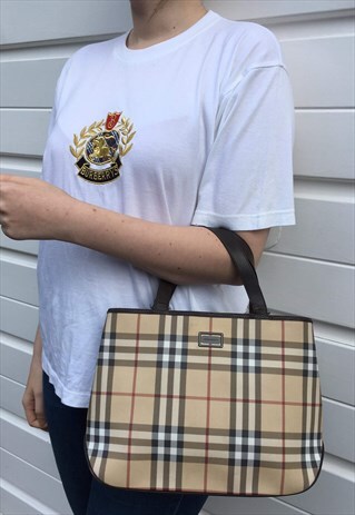 WOMENS BURBERRY HANDBAG BEIGE NOVA CHECK BAG PURSE CLUTCH