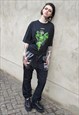 ANGEL PRINT T-SHIRT BAD KID SLOGAN TEE GRUNGE TOP IN BLACK