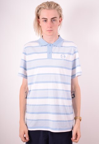 SERGIO TACCHINI MENS VINTAGE POLO SHIRT LARGE BLUE 90S
