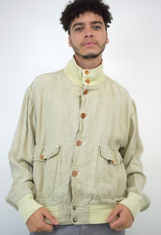 VINTAGE 90S CP COMPANY BEIGE BUTTON POCKET JACKET
