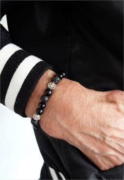 Combination of labradorite and onyx power bracelet