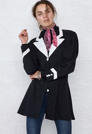 VINTAGE BLACK WHITE BLAZER JACKET