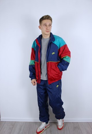 VINTAGE MENS NIKE FUL TRACK SUIT PANTS WINDBREAKER JACKET