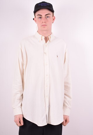 RALPH LAUREN MENS VINTAGE SHIRT LARGE WHITE 90'S