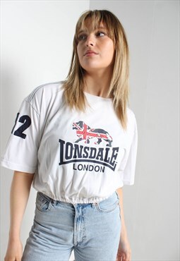 Vintage Lonsdale Reworked Cropped T-Shirt White 