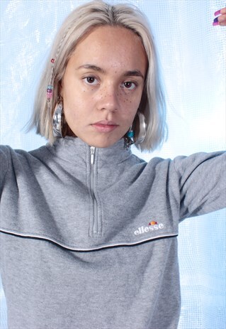 VINTAGE ELLESSE GREY 1/4 ZIP SWEATSHIRT