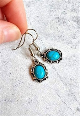 Antique-Style Turquoise Stone Earrings