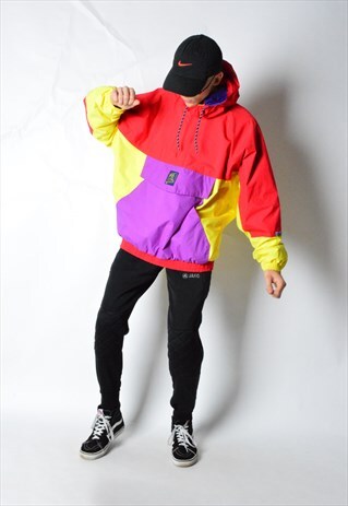 VINTAGE 90S COLOURFUL COLOUR BLOCK SKI JACKET