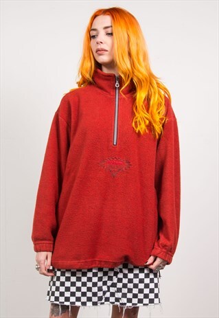 VINTAGE 90'S RED 1/4 ZIP FLEECE