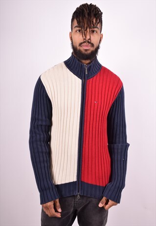 TOMMY HILFIGER MENS VINTAGE CARDIGAN SWEATER LARGE 90'S