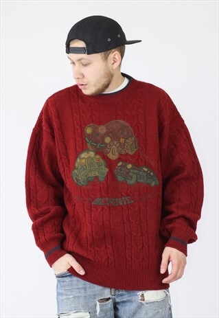 1990 VINTAGE MENS ICE BERG CABLE KNIT JUMPER ICEBERG