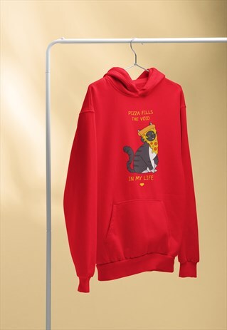 PIZZA CAT RED HOODIE RETRO