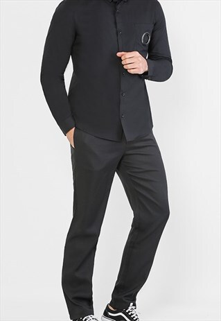 BASIC WOVEN BLACK PANTS