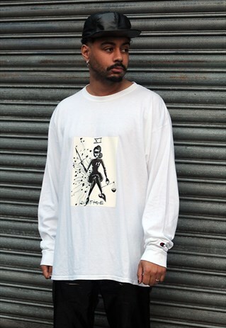 REWORKED REZINA CUSTOMISED TAROT PRINT CHAMPION SWEATSHIRT