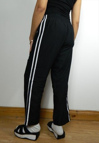 BLACK SPORTS TROUSERS WITH WHITE STRIPES