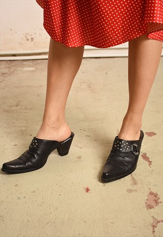 Y2K RETRO PUMPS MULES LEATHER COWBOY SHOES