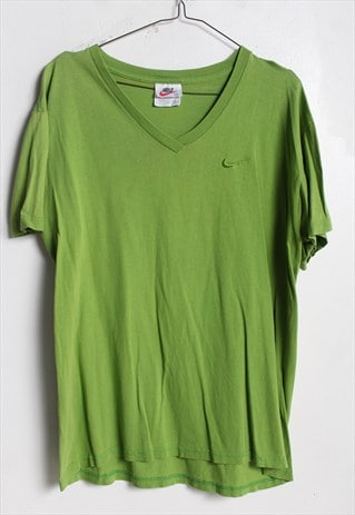 Vintage Nike V Neck T-Shirt Green