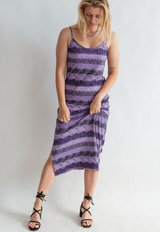 VINTAGE 90S STRAPY SLIP DRESS WITH PURPLE STRAPS