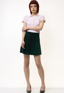 60s Vintage Deep Green High Waisted Mini Skirt 5208
